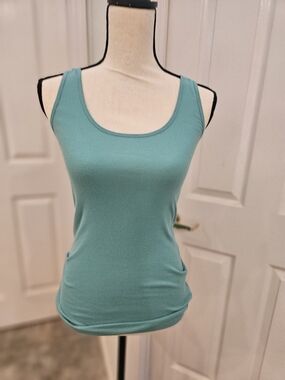 Americqn Eagle Scoop Neck Ribbed Tank Top - Aqua